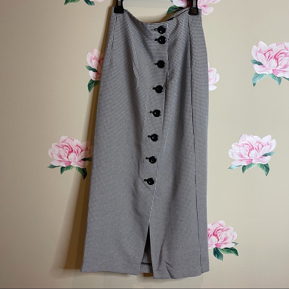Checked Pattern Midi Skirt -R-11 - Picture 2 of 9